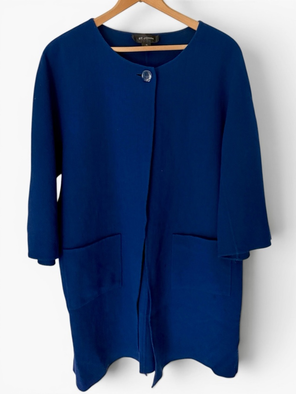 St John Unstructured 100% Wool Jacket Topper Coat Spring 2011 Lapis Blue 10